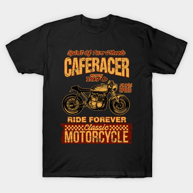 Classic Caferacer Motorcycle T-Shirt by RockabillyM